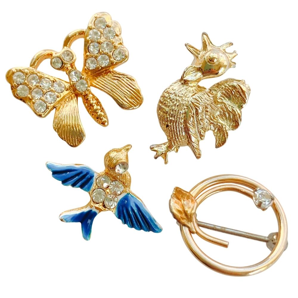 VTG Signed Napier Butterfly Brooch Lot Enamel Bird Tie Tack Cute Tiny Animal Pin